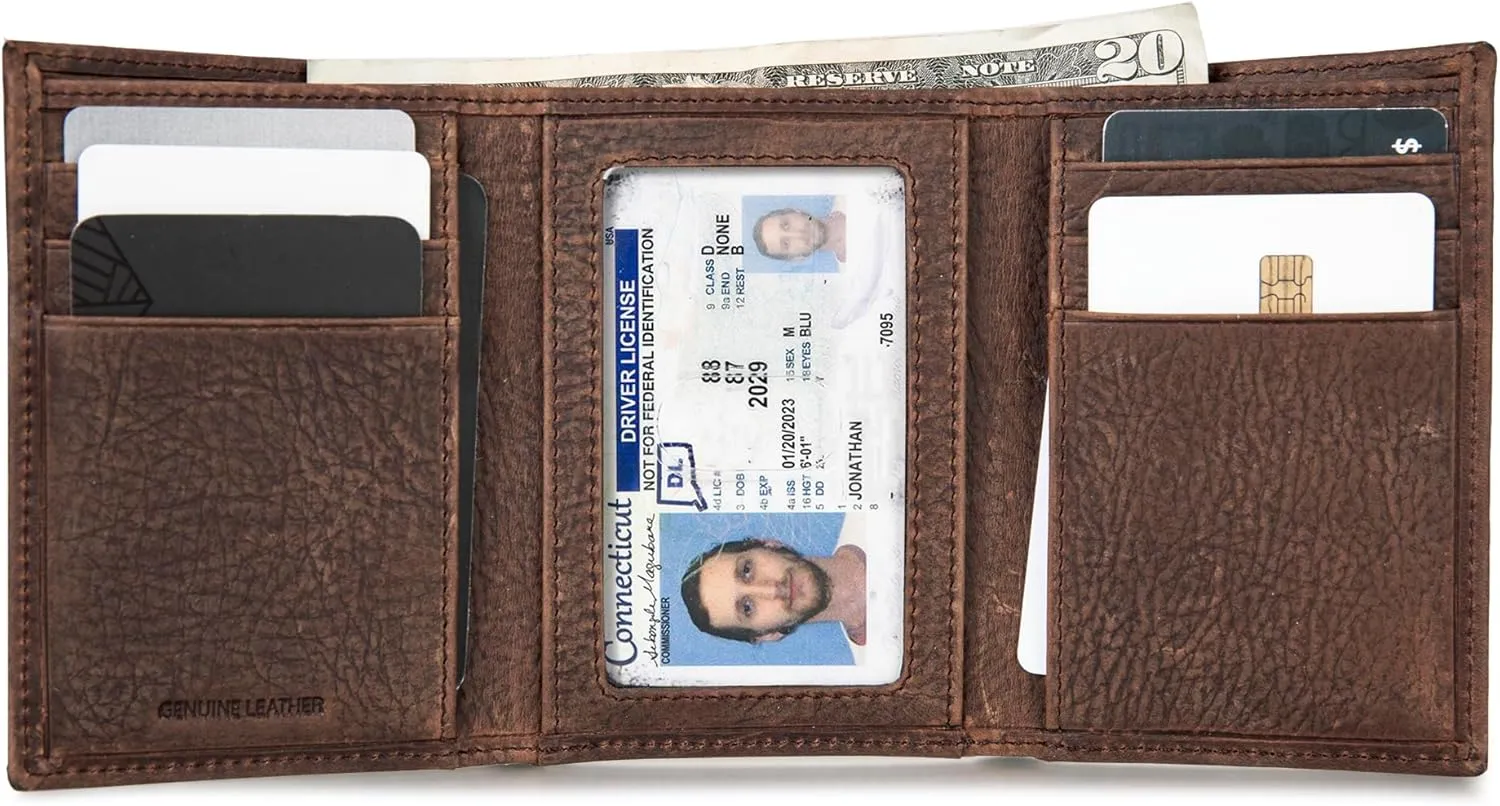 Lucky Brand Men's Trifold Wallet | Id Window | Card Slots | Leather | Organization | Durable | Stylish