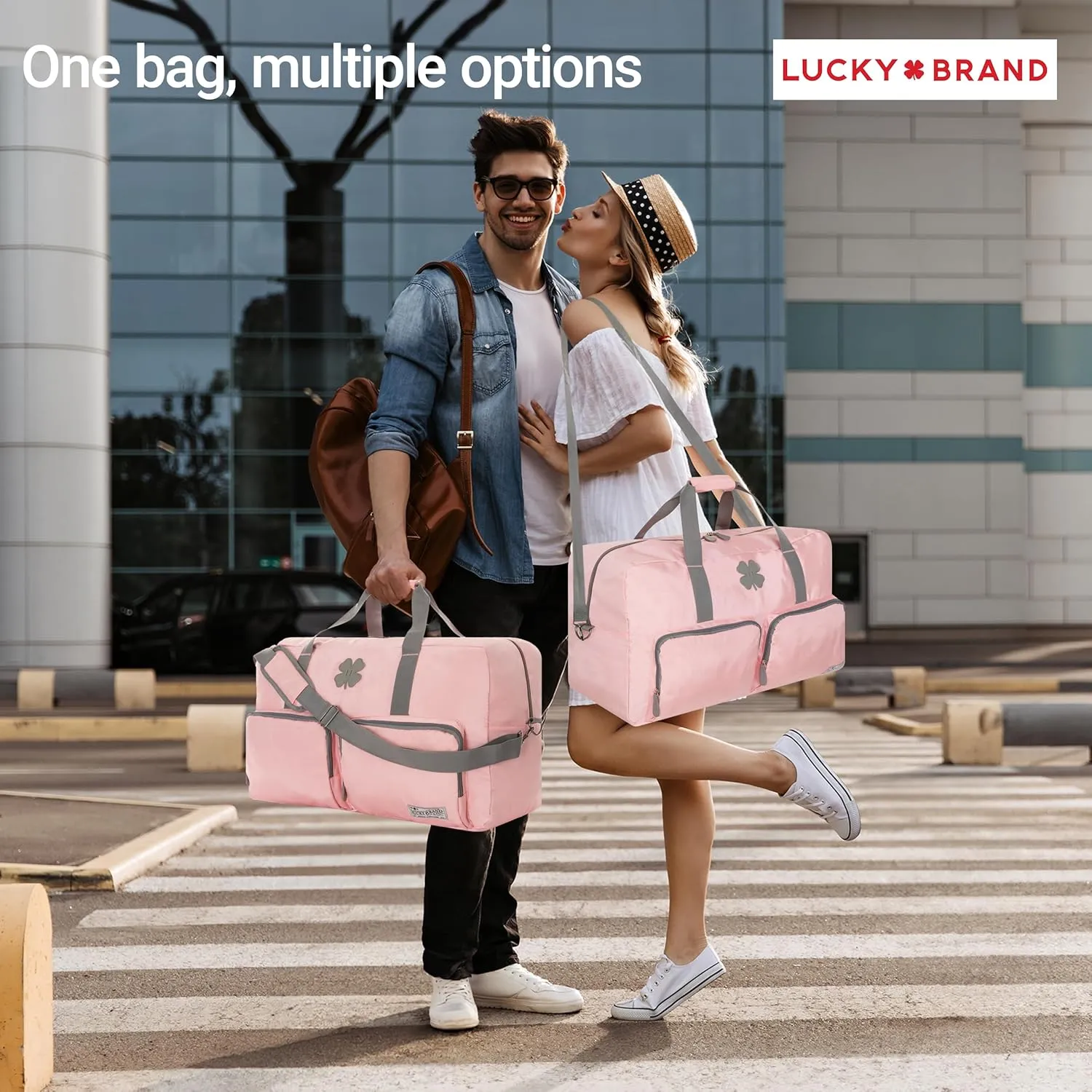 Lucky Travel Duffel Bags 85L, Gym Bag, Travel Bag & Large Duffle Bag for Men, Foldable Overnight Weekender Bags for Women & Men with Adjustable Shoulder Strap, Bridal Rose