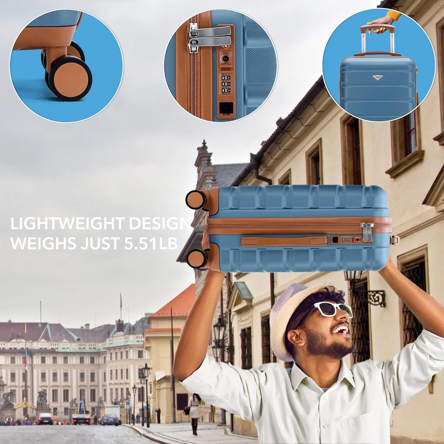 Luggage Sets TSA Lock Silent Double Spinner Wheels Durable Hardside Lightweight Suitcase With 22x14x9 Carry-On Case Maximum Carry On Bag Size For American & United Approved Airlines