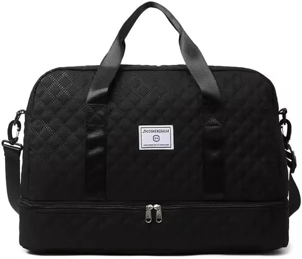 Luxury Large Capacity Duffel Bag: Versatile Shoulder & Crossbody Tote with Dry-Wet Separation and Dual Side Pockets - Stylish Green & Pink for Travel & Gym (Beige)