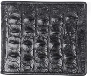 Luxury Real Crocodile Leather Men Wallet Alligator Skin Bifold Wallet Men's Short Wallet Purses (Back black)