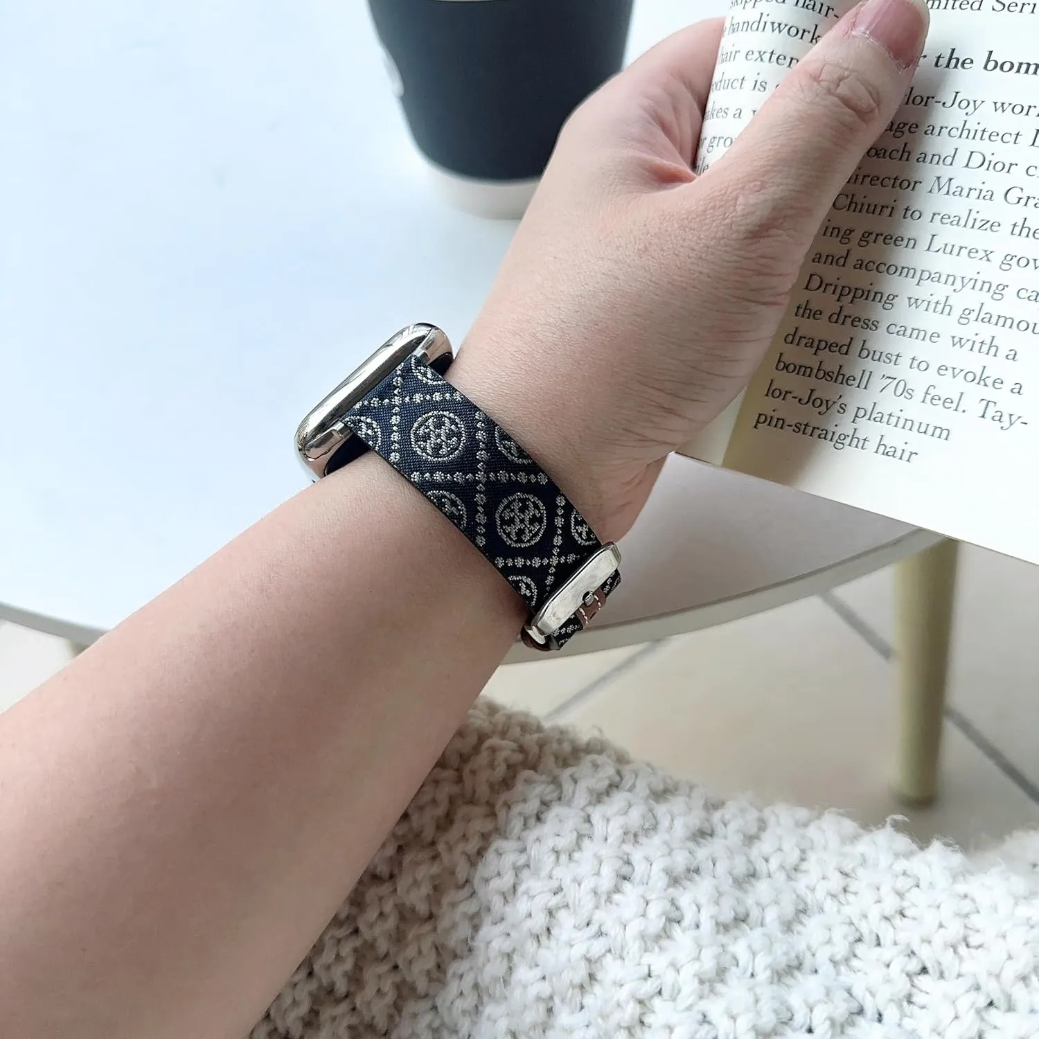 Luxury Soft Designer Leather Band Compatible with Apple Watch Series Ultra 8 7 6 5 4 3 2 1 SE, 38mm 40mm 41mm 42mm 44mm 45mm 49mm Single Tour for Women and Men