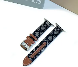Luxury Soft Designer Leather Band Compatible with Apple Watch Series Ultra 8 7 6 5 4 3 2 1 SE, 38mm 40mm 41mm 42mm 44mm 45mm 49mm Single Tour for Women and Men