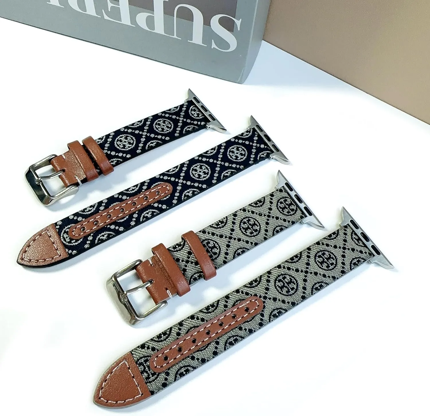 Luxury Soft Designer Leather Band Compatible with Apple Watch Series Ultra 8 7 6 5 4 3 2 1 SE, 38mm 40mm 41mm 42mm 44mm 45mm 49mm Single Tour for Women and Men