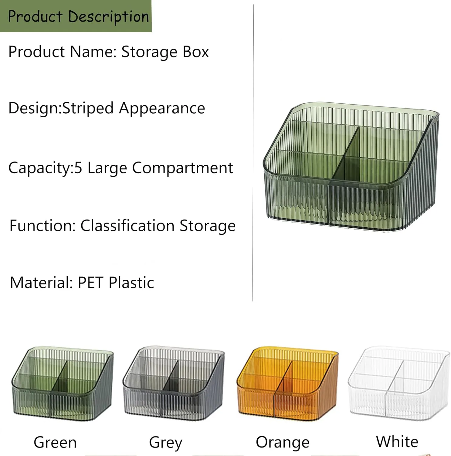 Makeup Organizer Cosmetics Storage Box, Large Capacity Make Up Brush Holder Organizer Vanity Accessories, Bathroom Countertops, Desk Storage Container, Cosmetic Display cases(Green-L)