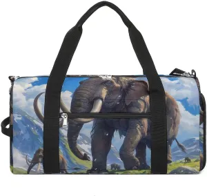 Mammoth Family Oil Painting Gym Bag for Men Women Lightweight Duffel Bag Sports Workout Bag for Travel Yoga