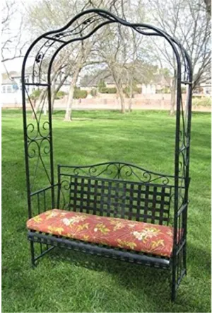 MANDALAY IRON PATIO ARBOR BENCH in ANTIQUE BLACK - PATIO FURNITURE