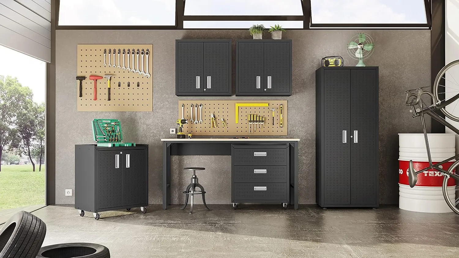 Manhattan Comfort Fortress Storage Units, Charcoal Gray
