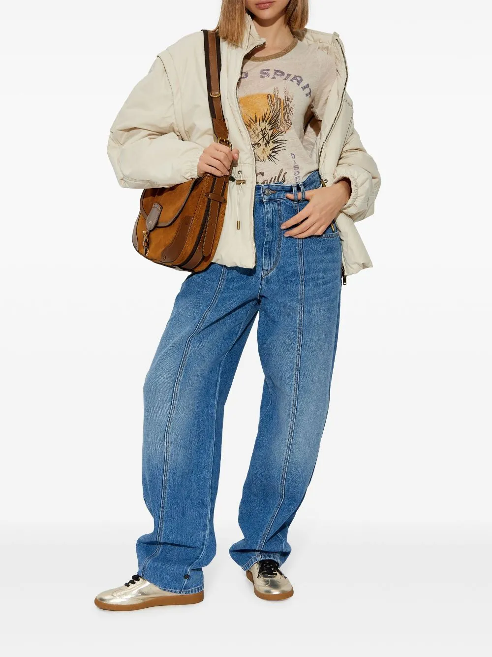 Marant Étoile Kiliann Slogan-Print T-Shirt Ecru Sand