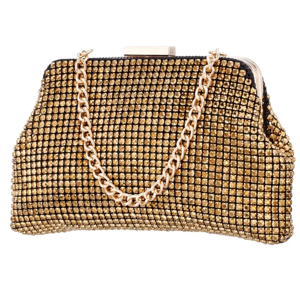 Marilyn Handbag in Gold Crystal Mesh
