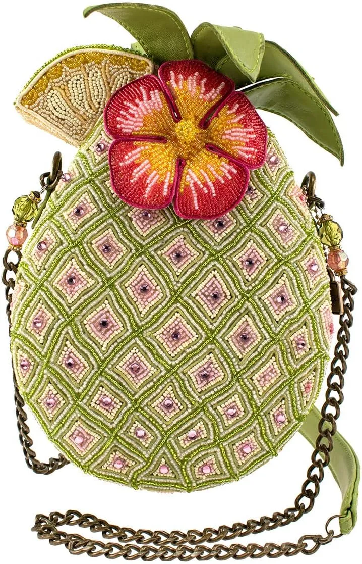 Mary Frances Pineapple Island Beaded Crossbody Novelty Handbag, Multi