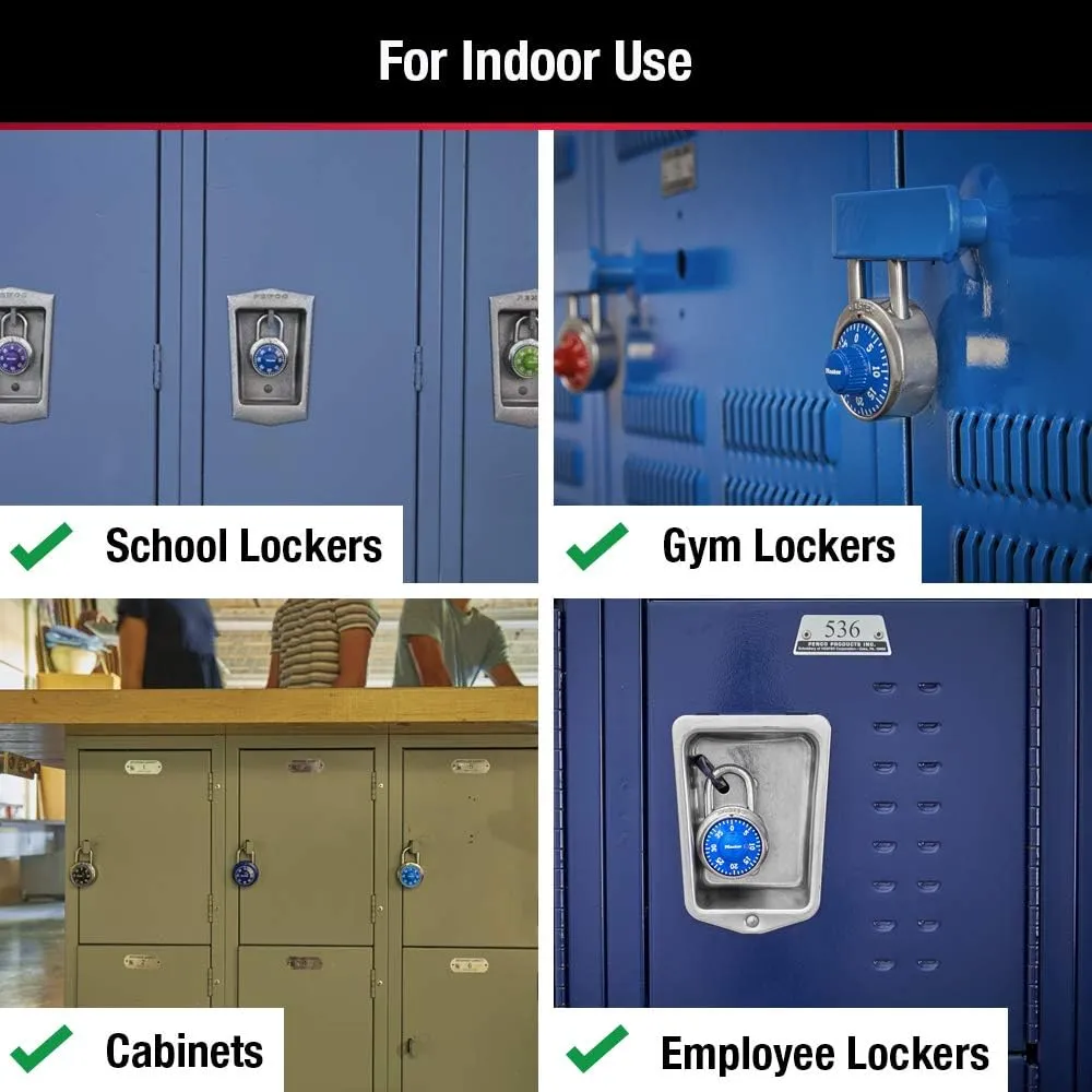 Master Lock 1506D Locker Combination Padlock, 4 Pack, Blue
