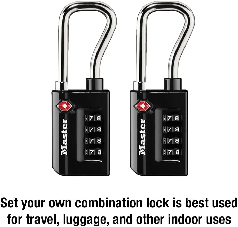 Master Lock 4696T, Pack of 2 TSA Approved Luggage Lock, 2 Pack, Set Your Own Combination, Black, 2 Count