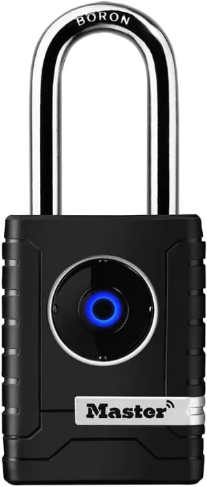 Master Lock Black Outdoor Bluetooth Smart Padlock with Keypad, Smart Locks for Tools, Gates, Sheds, 2-7/32 inches Wide, 4401LHEC