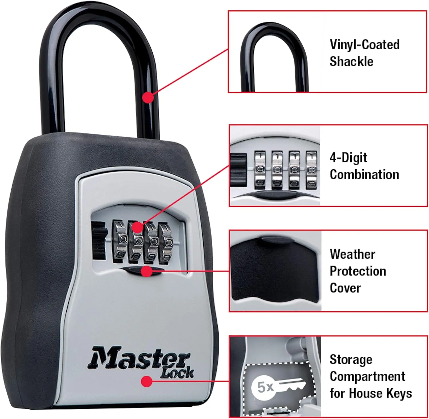Master Lock Key Lock Box with Code, Outdoor Lock Box for Realtors, Property Managers and Landlords, Ideal for Short-Term Rentals, Key Safe Holds 5 Keys, 2 Pack, 5400EC2