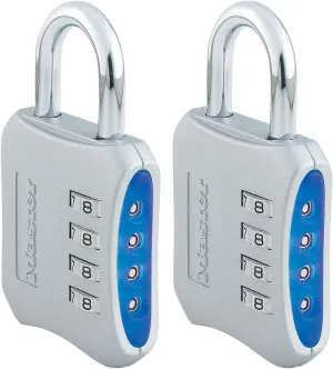 Master Lock Resettable Combination Locker Lock, Lock for Gym and School Lockers, Blue, 2 Pack, 653BLUE