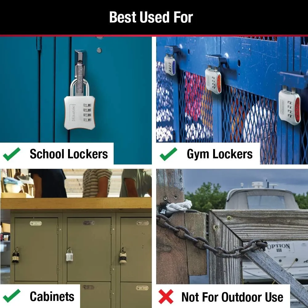 Master Lock Resettable Combination Locker Lock, Lock for Gym and School Lockers, Blue, 2 Pack, 653BLUE