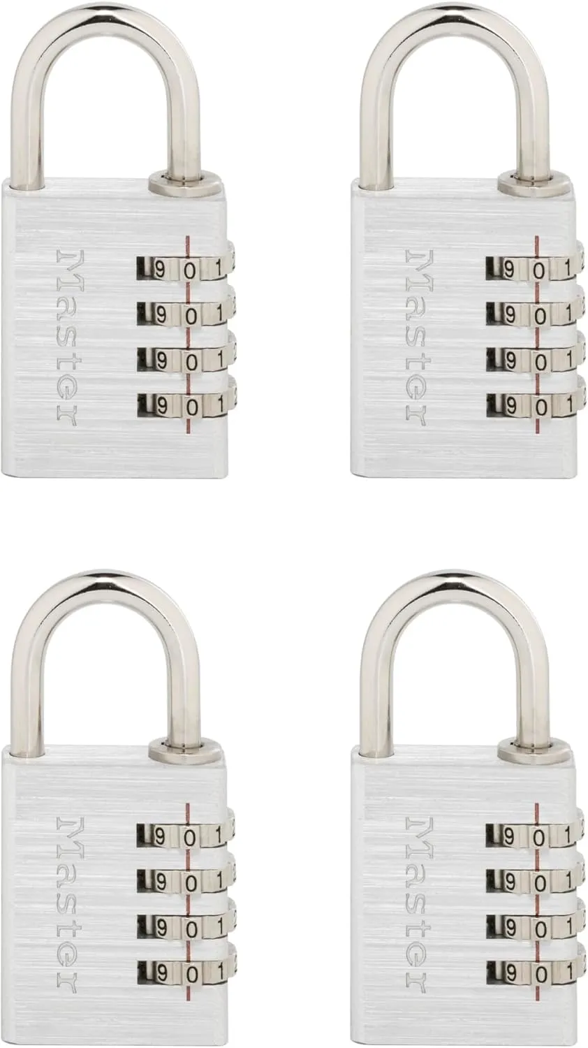 Master Lock Set Your Own Combination Padlock, 4 Pack, Silver 643EC4