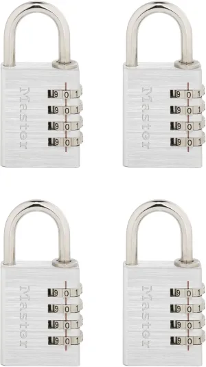 Master Lock Set Your Own Combination Padlock, 4 Pack, Silver 643EC4