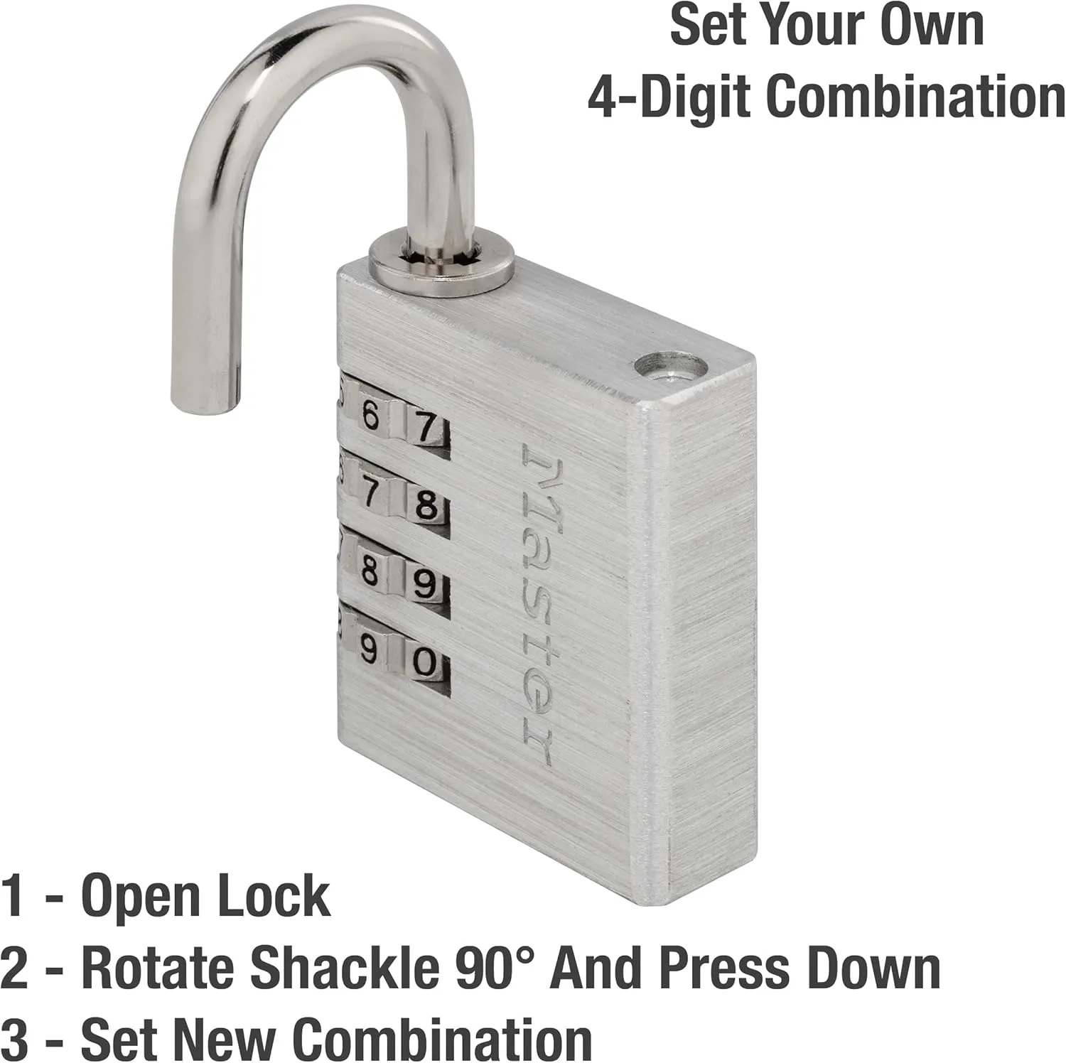 Master Lock Set Your Own Combination Padlock, 4 Pack, Silver 643EC4