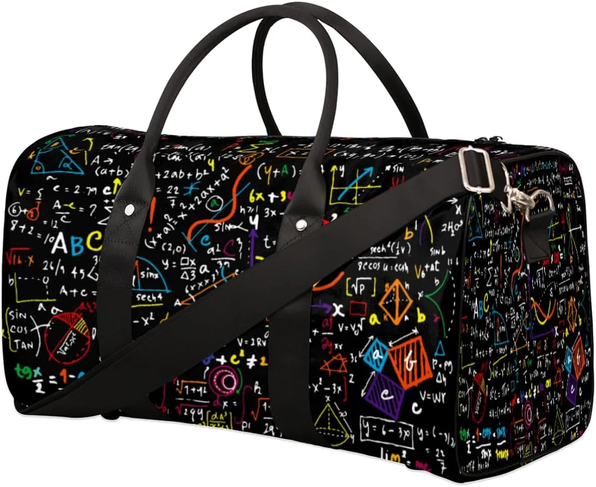 Math Education Geometrical Plots Formulas Travel Duffle Bag for Men Women Large Overnight Weekender Bag Lightweight Duffel Bag Sports Gym Bag Foldable Carry on Luggage Bag
