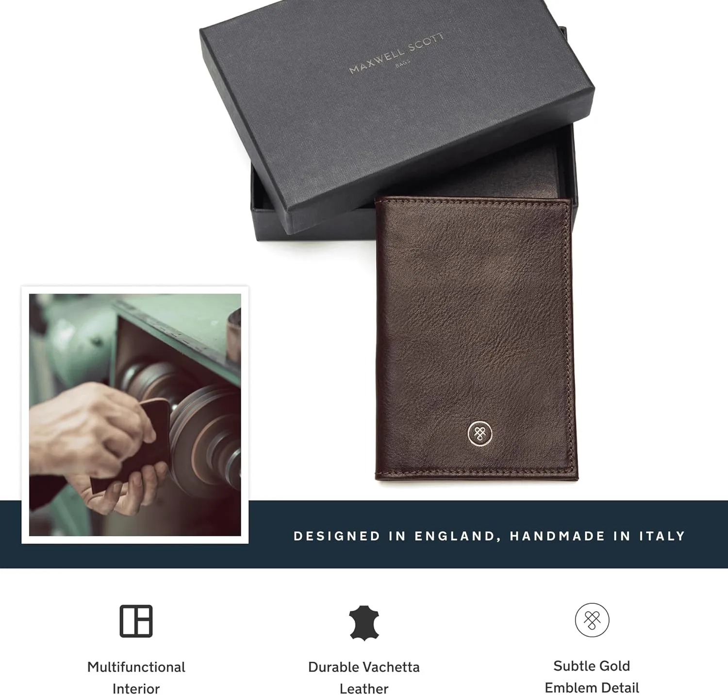 Maxwell Scott - Luxury Leather Passport Holder Cover for Luxury Travel - Handmade from Italian Full Grain Hides - The Prato