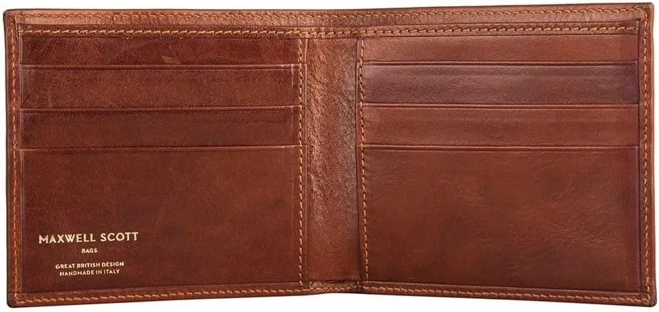 Maxwell Scott - Luxury Leather RFID Billfold Wallet for Men - Handmade from Premium Hides - The Vittore RFID Chestnut Tan