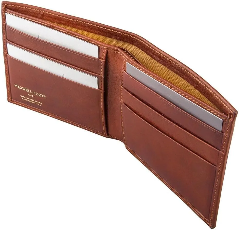 Maxwell Scott - Luxury Leather RFID Billfold Wallet for Men - Handmade from Premium Hides - The Vittore RFID Chestnut Tan