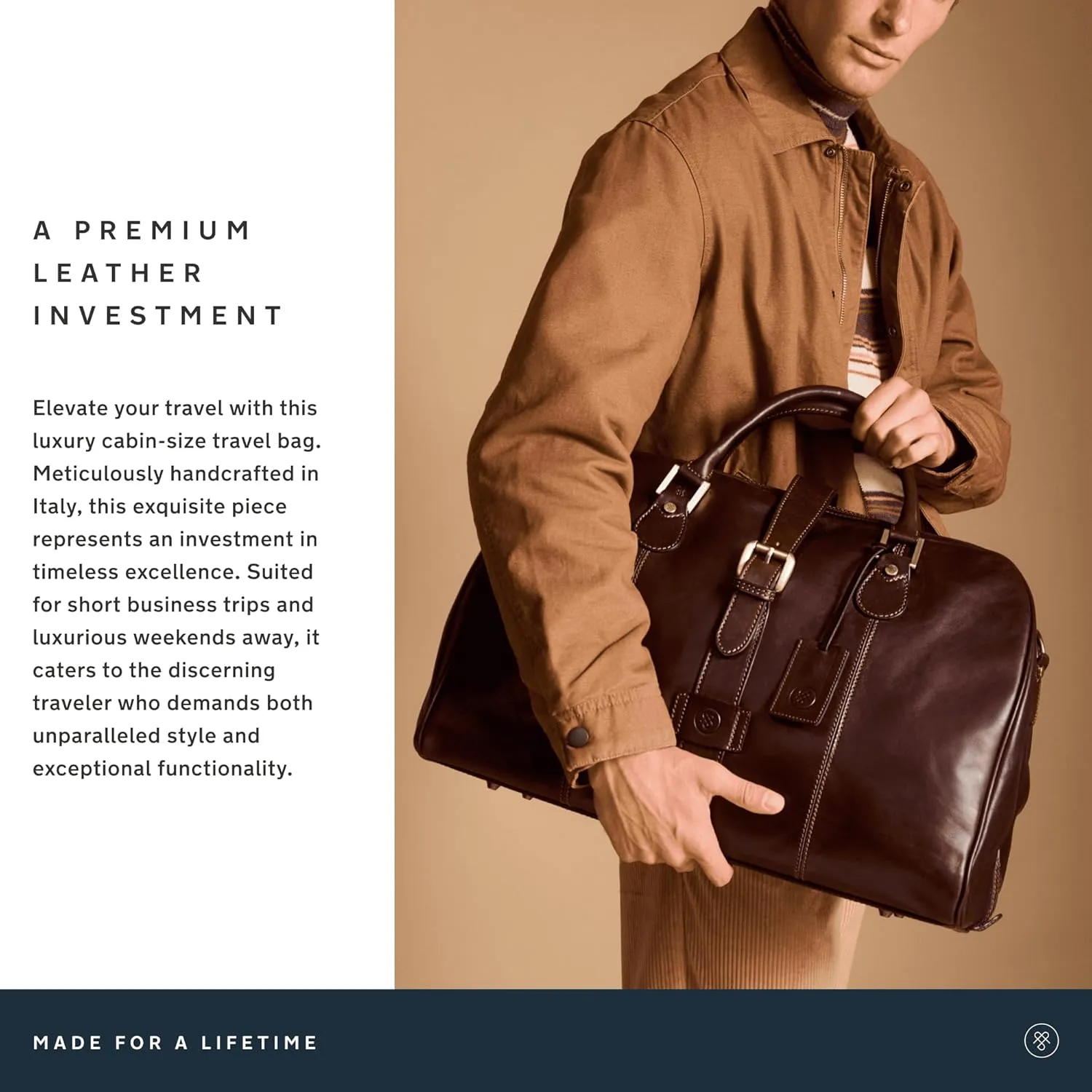 Maxwell Scott - Luxury Mens Womens Leather Carry-On Cabin Luggage for Luxury Travel - Handmade in Italy - The Farini Black