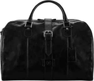 Maxwell Scott - Luxury Mens Womens Leather Carry-On Cabin Luggage for Luxury Travel - Handmade in Italy - The Farini Black