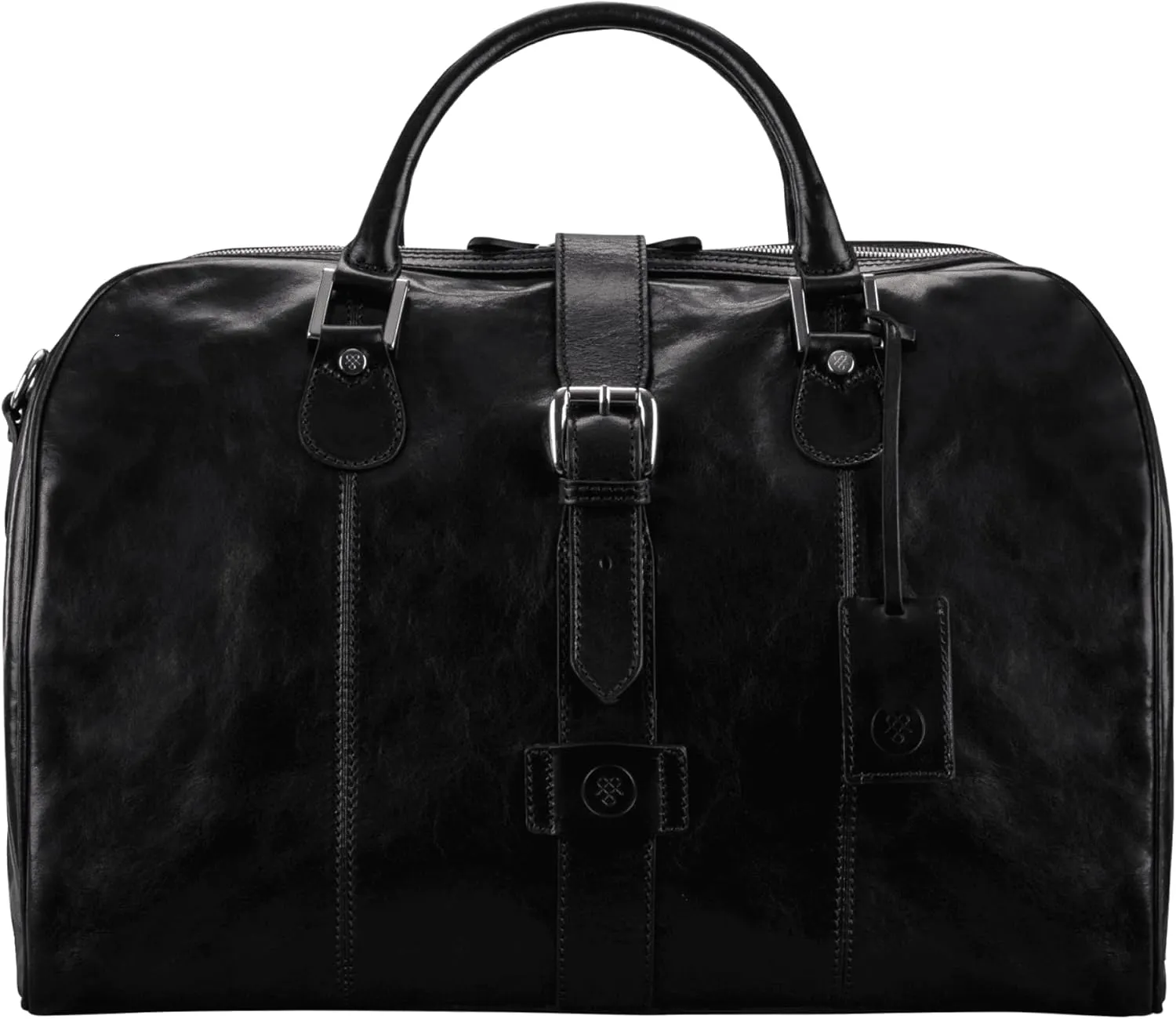 Maxwell Scott - Luxury Mens Womens Leather Carry-On Cabin Luggage for Luxury Travel - Handmade in Italy - The Farini Black