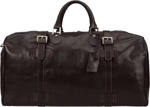 Maxwell Scott - Mens Italian Leather Extra Large Travel Duffle Bag for Luxury Travel - Handmade in Italy - The FleroEL Black