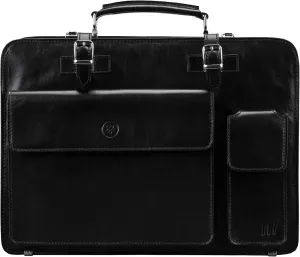 Maxwell Scott - Mens Luxury Italian Leather Large Square Briefcase - Zip Closure - Handmade in Italy - The Alanzo
