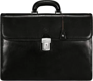 Maxwell Scott - Mens Luxury Leather 16" 17" Laptop Business Briefcase and Shoulder Strap - The Paolo Large