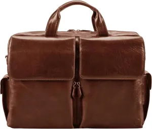 Maxwell Scott - Mens Luxury Light Leather Business Briefcase and Padded Shoulder Strap - Made in Italy - The Lagaro
