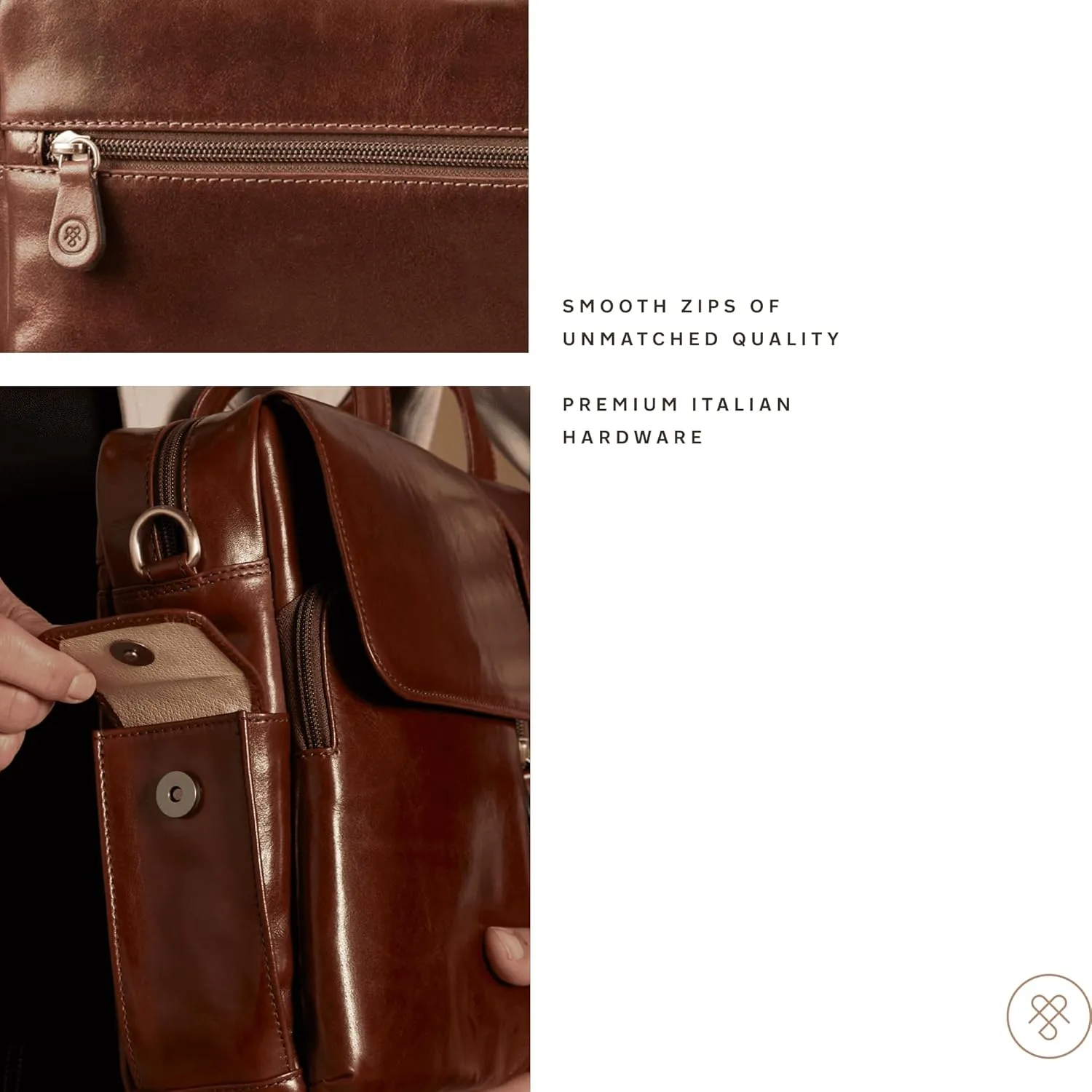 Maxwell Scott - Mens Luxury Light Leather Business Briefcase and Padded Shoulder Strap - Made in Italy - The Lagaro