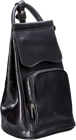 Maxwell Scott - Personalized Womens Luxury Leather Backpack Handbag Purse with Multi Three Way Strap - The Carli - Black