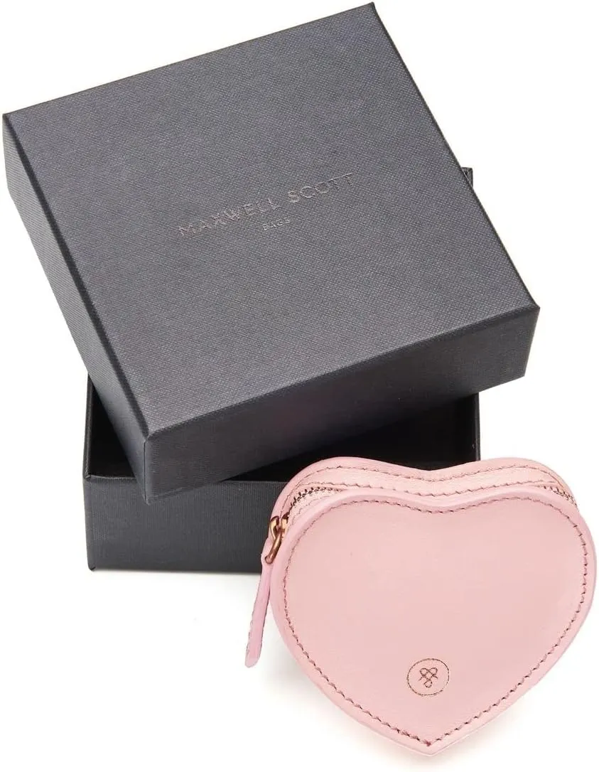 Maxwell Scott - Womens Luxury Soft Leather Small Heart-Shaped Coin Wallet Purse - Handmade - The Mirabella Nappa - Blush Pink