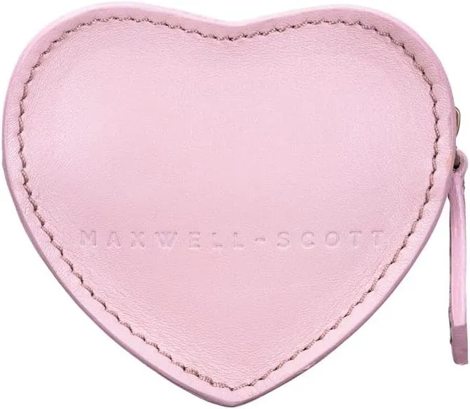 Maxwell Scott - Womens Luxury Soft Leather Small Heart-Shaped Coin Wallet Purse - Handmade - The Mirabella Nappa - Blush Pink