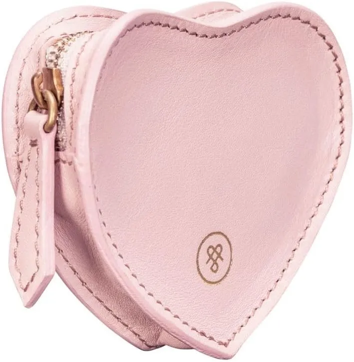 Maxwell Scott - Womens Luxury Soft Leather Small Heart-Shaped Coin Wallet Purse - Handmade - The Mirabella Nappa - Blush Pink