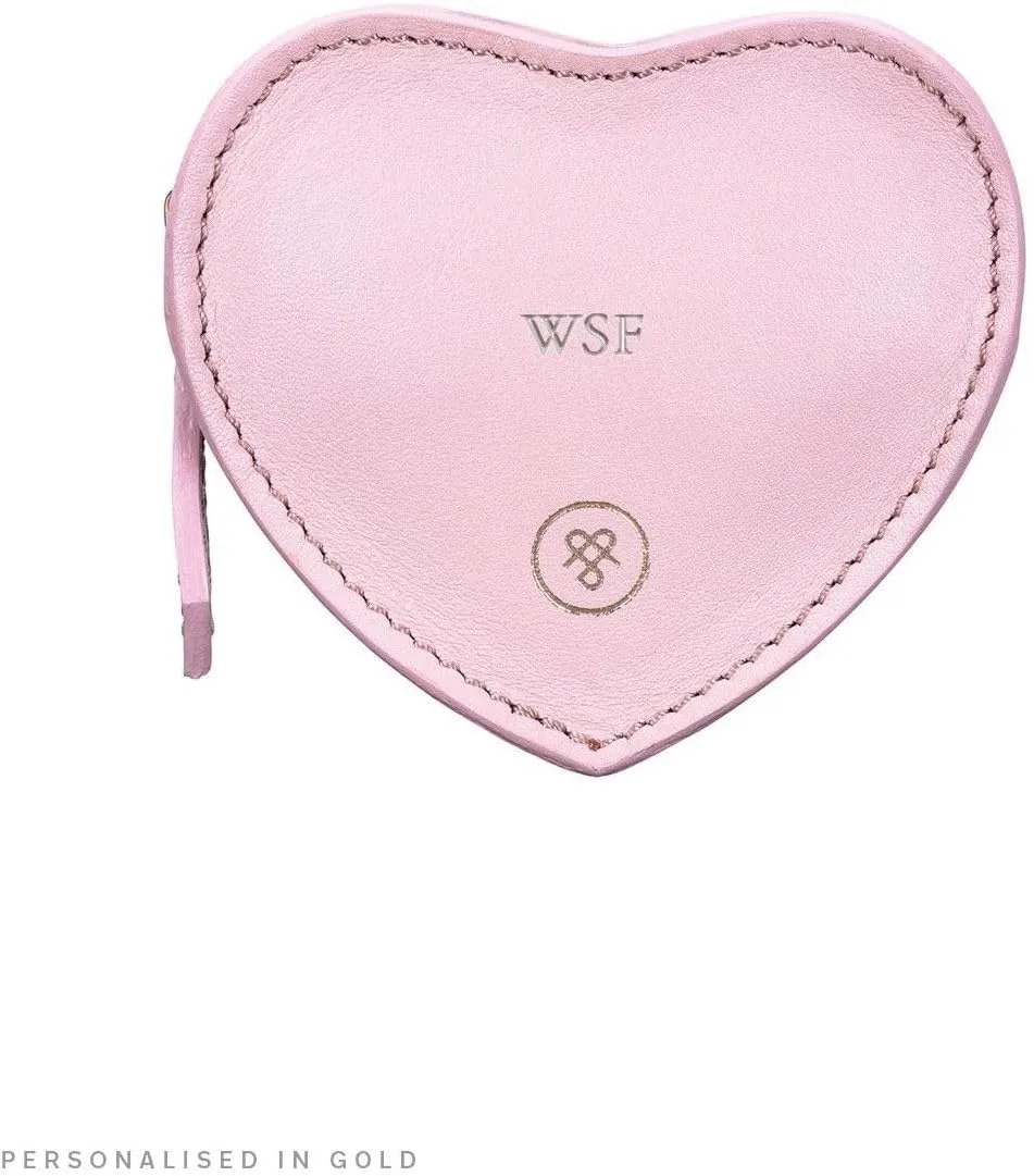 Maxwell Scott - Womens Luxury Soft Leather Small Heart-Shaped Coin Wallet Purse - Handmade - The Mirabella Nappa - Blush Pink