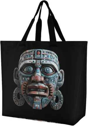 Maya Face Mask Women's Shopping Bag Fordable Tote Bag Large Top Handle Handbag for Travel Work