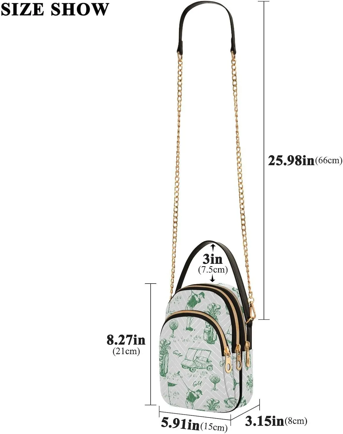 MCHIVER Golf Crossbody Bag for Women Cell Phone Purse Wallet with Removable Chain Shoulder Handbag