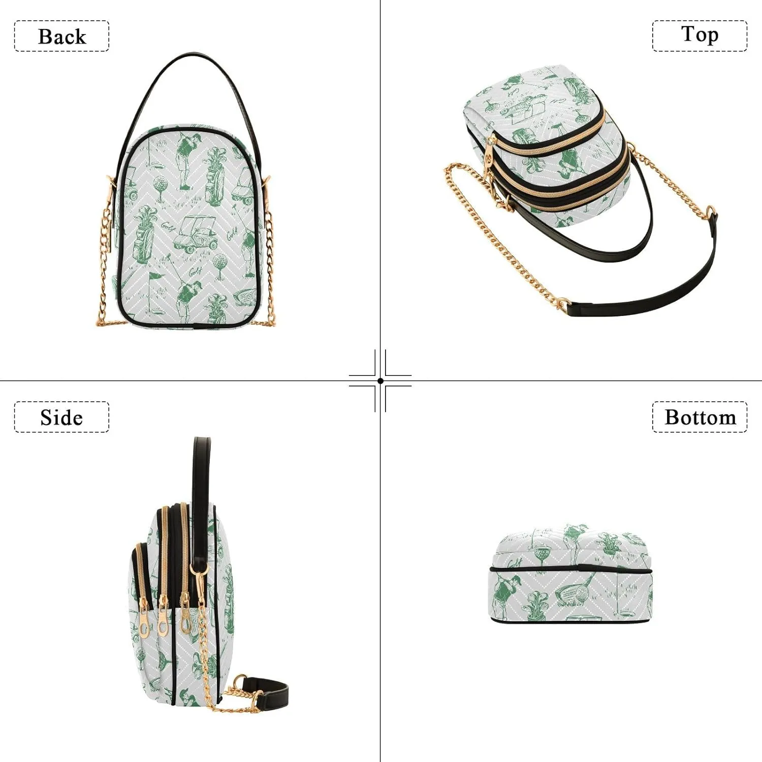 MCHIVER Golf Crossbody Bag for Women Cell Phone Purse Wallet with Removable Chain Shoulder Handbag