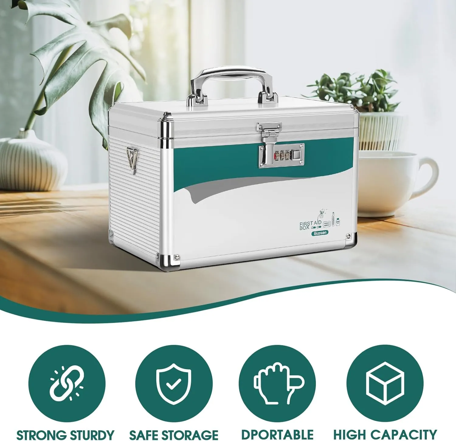 Medicine Lock Box with Combination Lock,Medication Lock box 【Medium 12 x 7.68 x 7.87 Inch】 Safe Lock Box,Medical Box Organizer