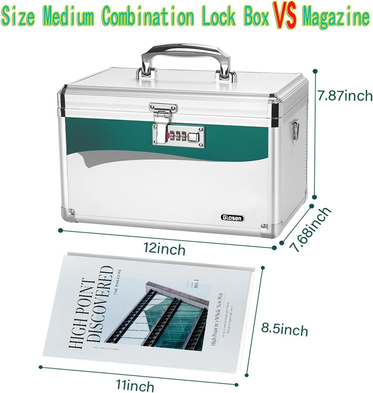 Medicine Lock Box with Combination Lock,Medication Lock box 【Medium 12 x 7.68 x 7.87 Inch】 Safe Lock Box,Medical Box Organizer