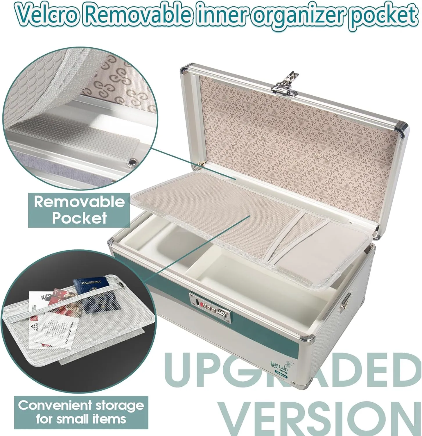 Medicine Lock Box with Combination Lock,Medication Lock Box【Extra Large16 x 9.25 x 7.5 Inch】 Medicine Safe Lock Box,Medical Box Organizer