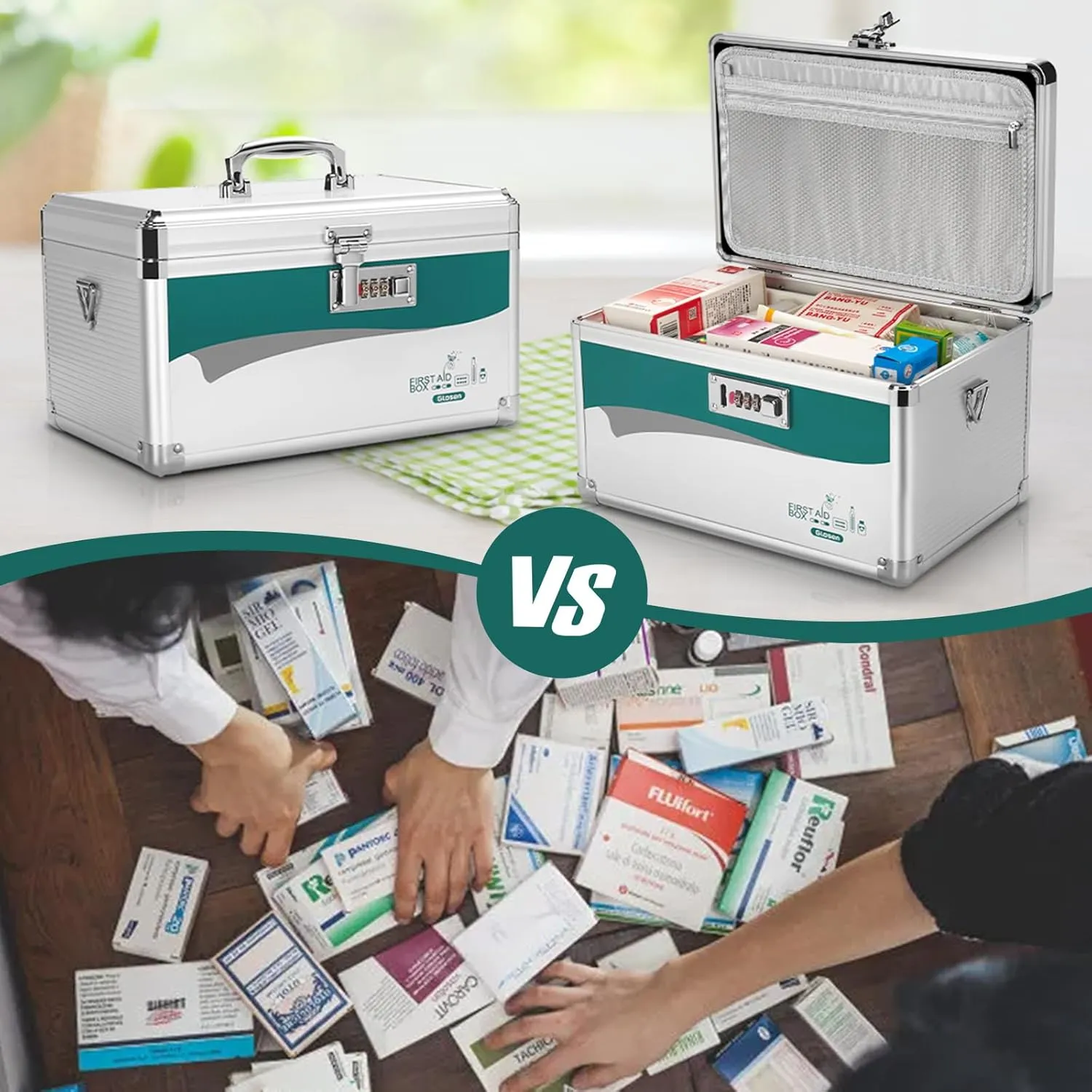 Medicine Lock Box with Combination Lock,Medication Lock Box【Extra Large16 x 9.25 x 7.5 Inch】 Medicine Safe Lock Box,Medical Box Organizer