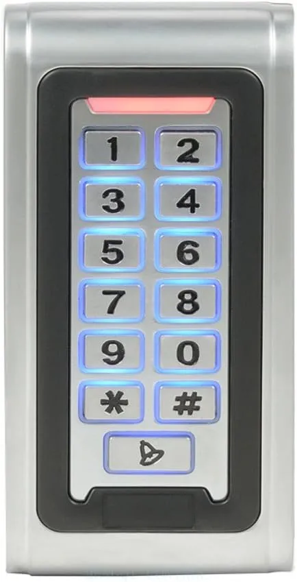 MENGQI-CONTROL Waterproof Metal RFID PIN Code Door Security Access Control System ANSI Standard North American Heavy Duty Electric Strike Lock,110V-240V Power Supply Unit,Exit Button,Cards/Key Fobs