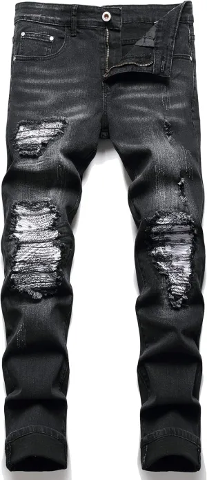 Men's Fashion Washed Straight Fit Slim Jeans